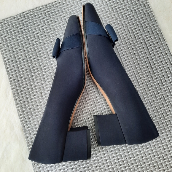 Vintage 90's Talbots Satin Slipper Bow Pumps Chunky Heels Deadstock NEW - Picture 2 of 10